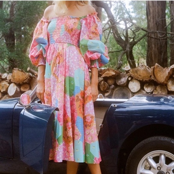 Spell Freda Shirred Midi Dress Lolly New With Tags!